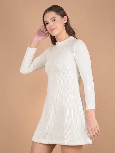 Off White Fit & Flare Dress-Women Dresses-Crimsoune Club