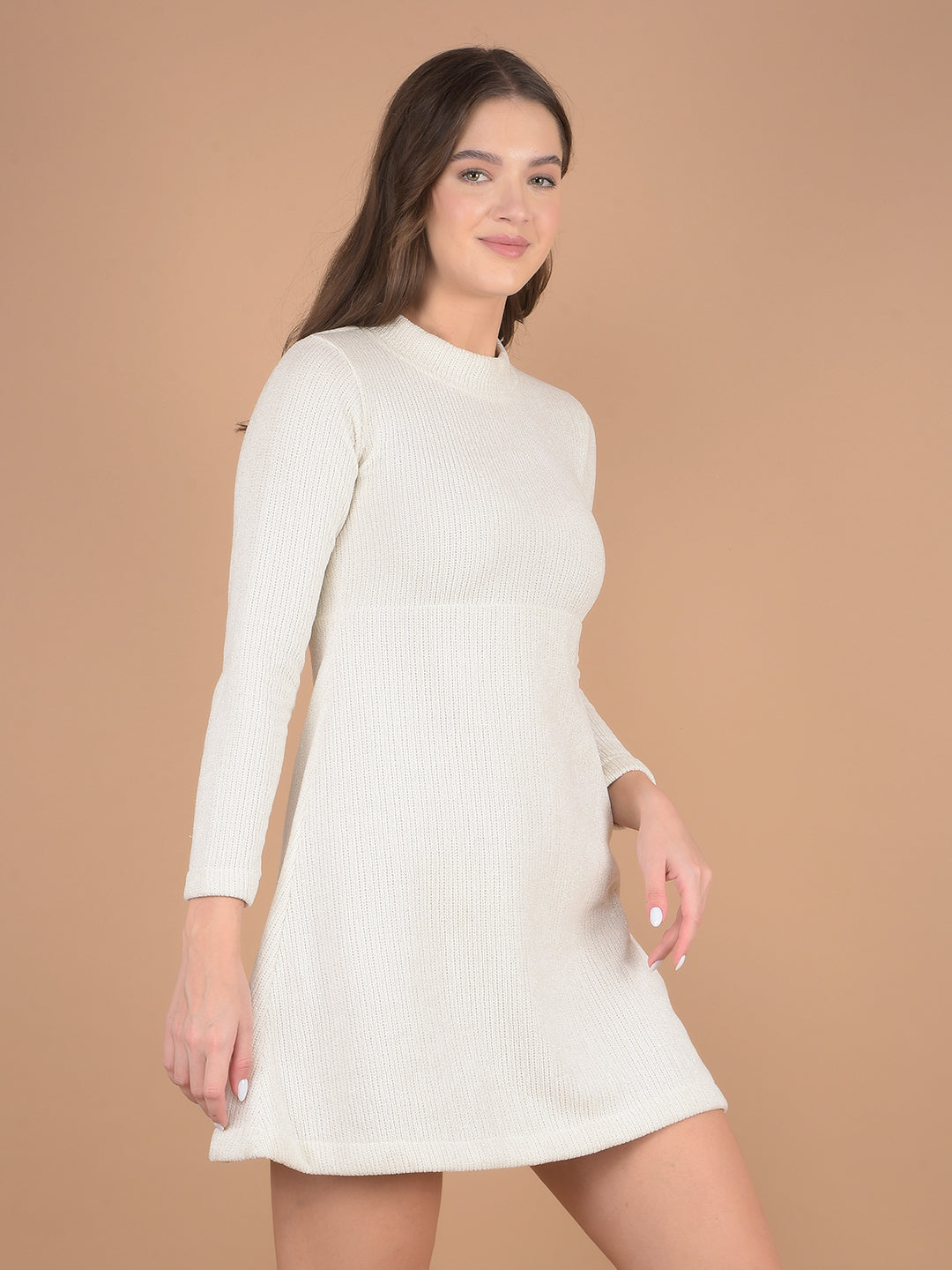 Off White Fit & Flare Dress-Women Dresses-Crimsoune Club
