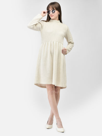 Off White Fit & Flare Dress-Women Dresses-Crimsoune Club