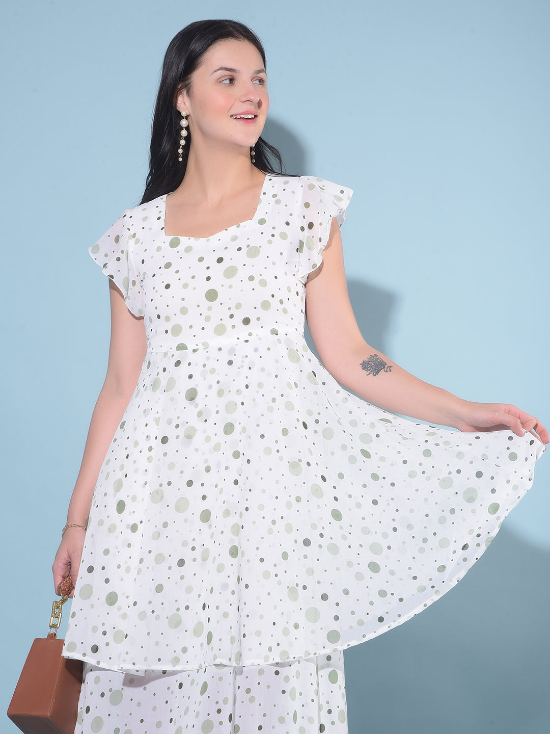 Green Polka Dots A-Line Dress Green Polka Dots A-Line Dress