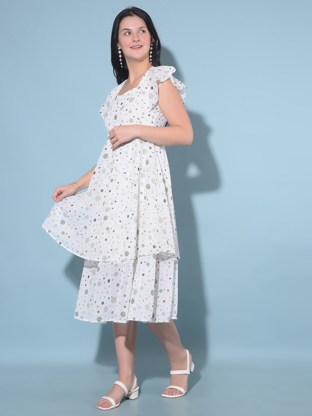 Green Polka Dots A-Line Dress Green Polka Dots A-Line Dress