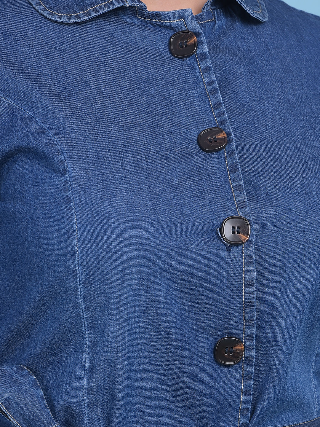 Blue Denim Dress-Women Dresses-Crimsoune Club