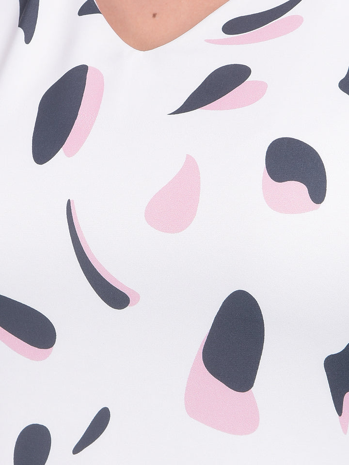 White Floral Print A-Line Dress-Women Dresses-Crimsoune Club