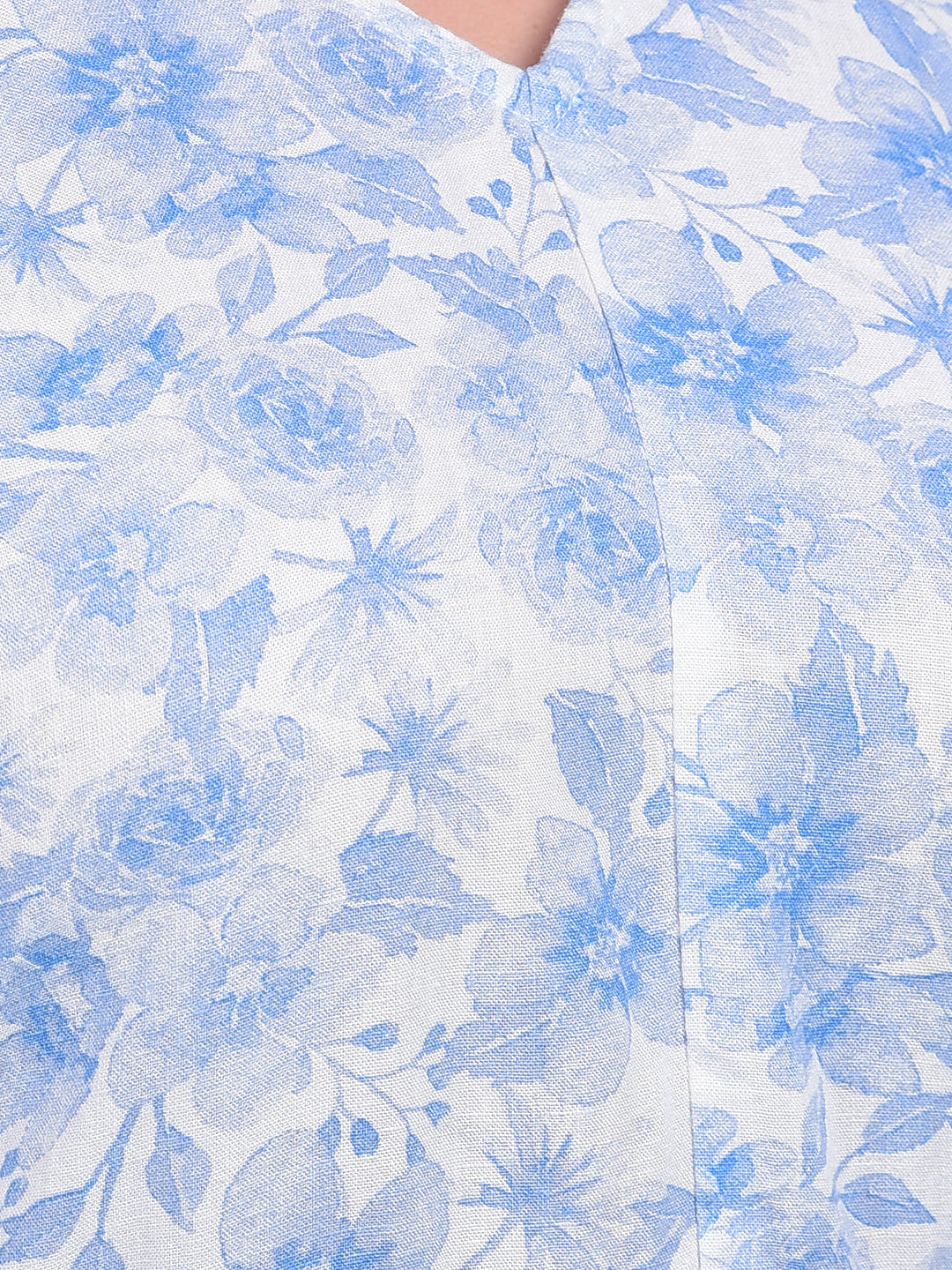 Blue Floral Print A-Line Dress-Women Dresses-Crimsoune Club