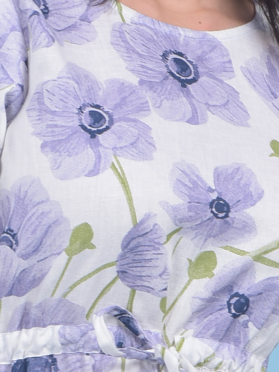 Purple Floral Print Mini Dress-Women Dresses-Crimsoune Club