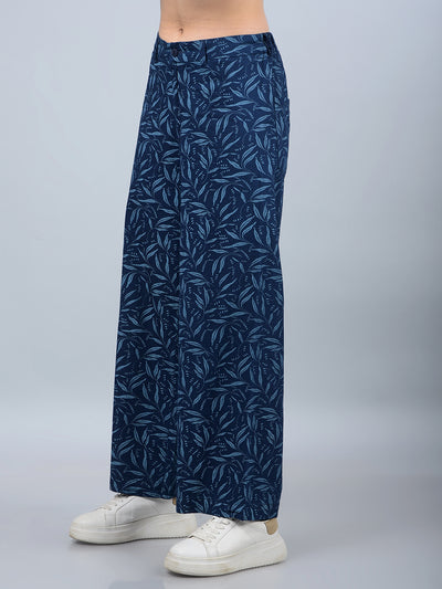 Blue 100% Cotton Floral Print Co-Ord Set-Women Co-Ord Sets-Crimsoune Club
