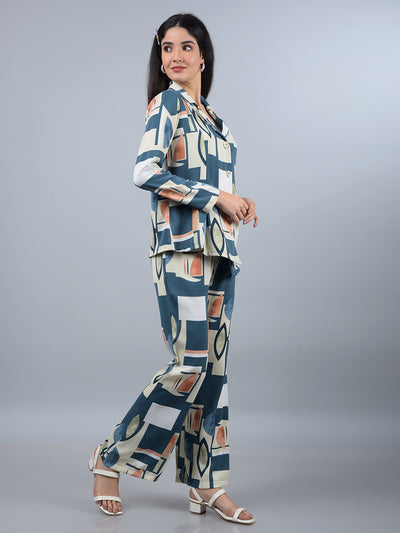 Peach Printed Co-Ord Set-Women Co-Ord Sets-Crimsoune Club