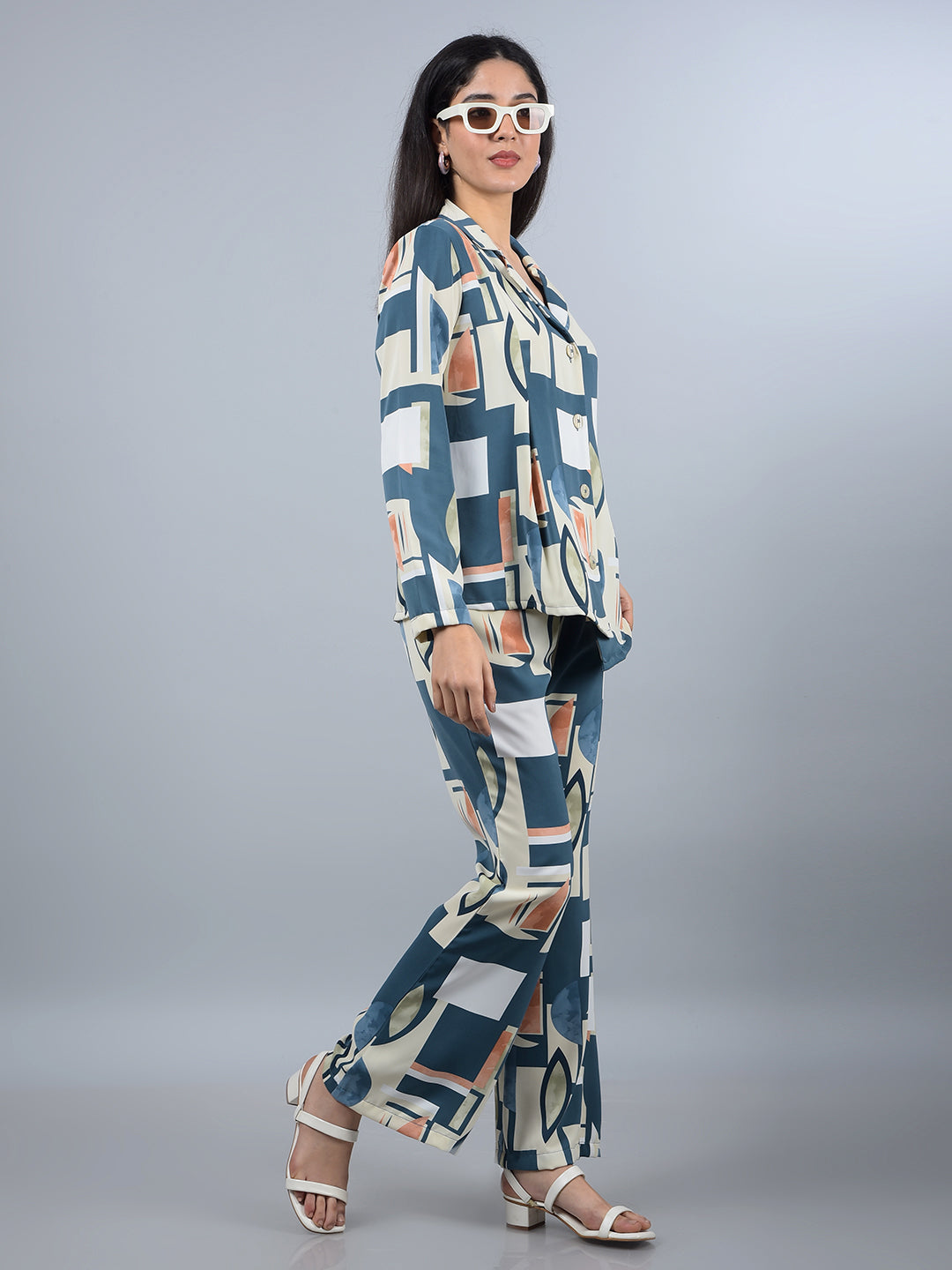 Peach Printed Co-Ord Set-Women Co-Ord Sets-Crimsoune Club