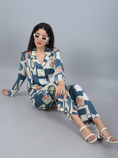 Peach Printed Co-Ord Set-Women Co-Ord Sets-Crimsoune Club