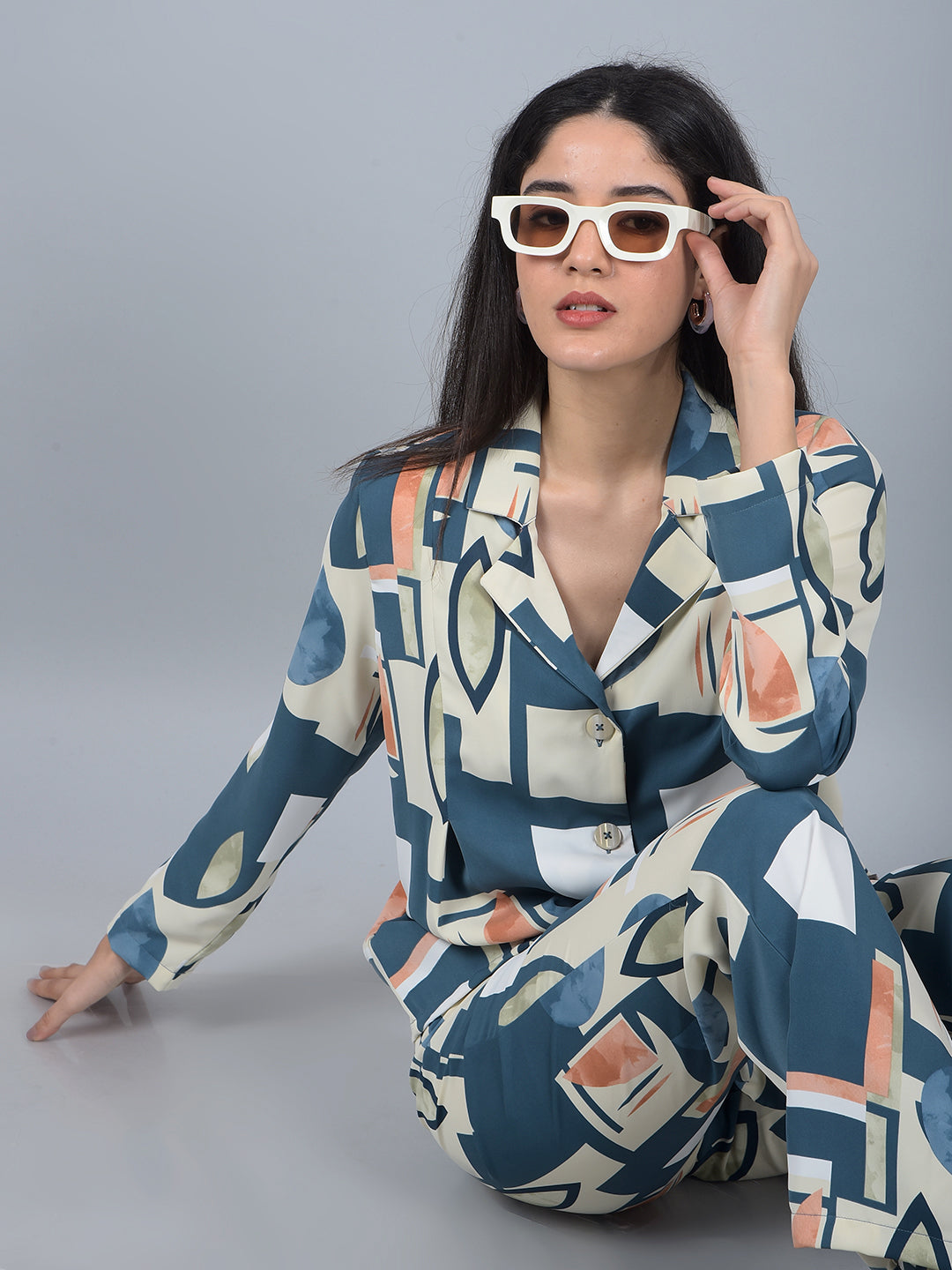 Peach Printed Co-Ord Set-Women Co-Ord Sets-Crimsoune Club