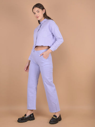 Purple Crop Length Co-Ord Set-Women Co-Ord Set-Crimsoune Club
