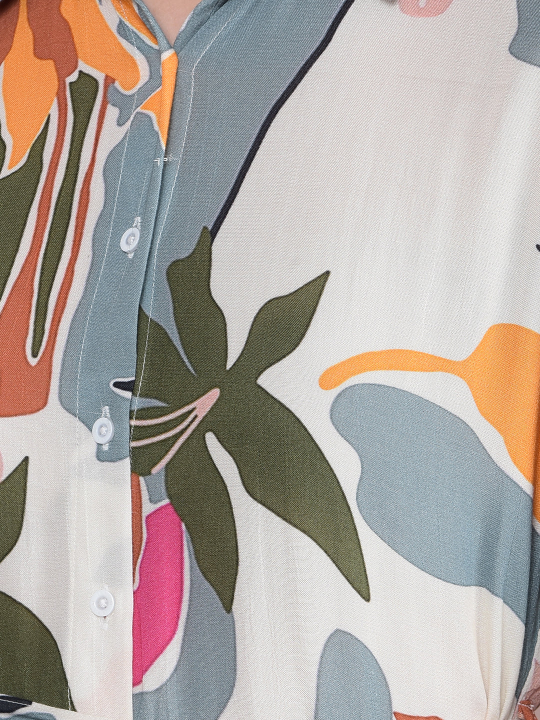Multi-Color Floral Print Shirt Dress with Belt-Women Dresses-Crimsoune Club