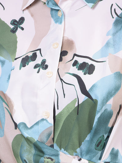 Women's Green Printed Shirt Dress-Women Dress-Crimsoune Club