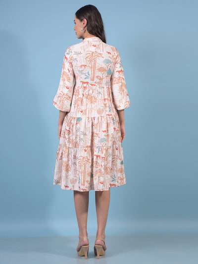 Women's Orange Floral Print Shirt Dress-Women Dresses-Crimsoune Club