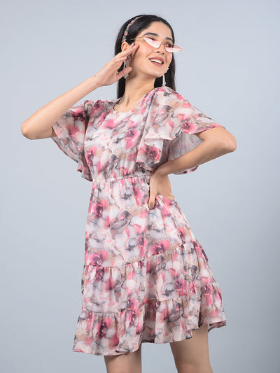 Multi-Color Floral Print Mini Dress-Women Dresses-Crimsoune Club