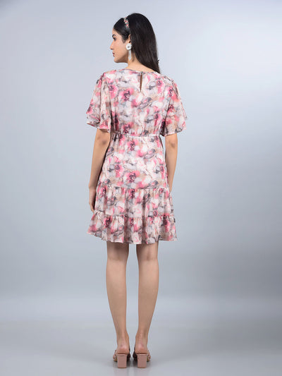 Multi-Color Floral Print Mini Dress-Women Dresses-Crimsoune Club