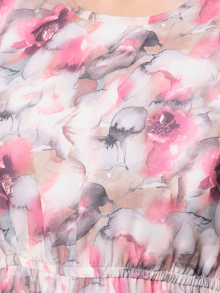 Multi-Color Floral Print Mini Dress-Women Dresses-Crimsoune Club