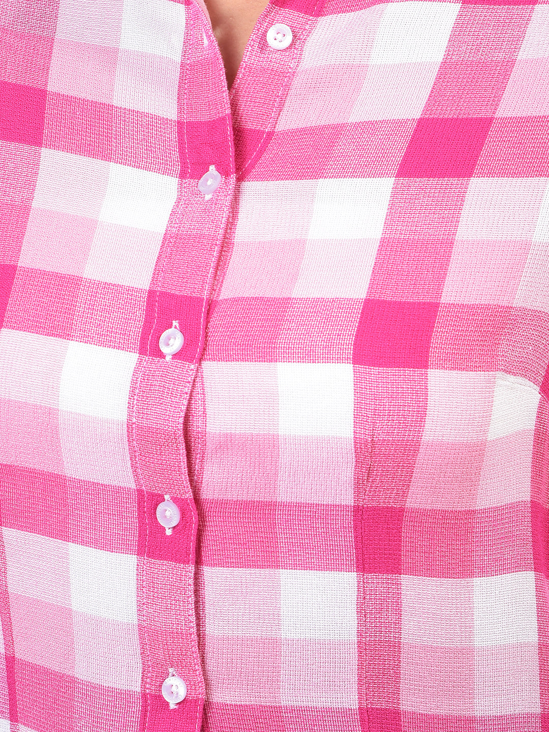 Pink Checked 3/4th Sleeves Shirt-Women Shirts-Crimsoune Club
