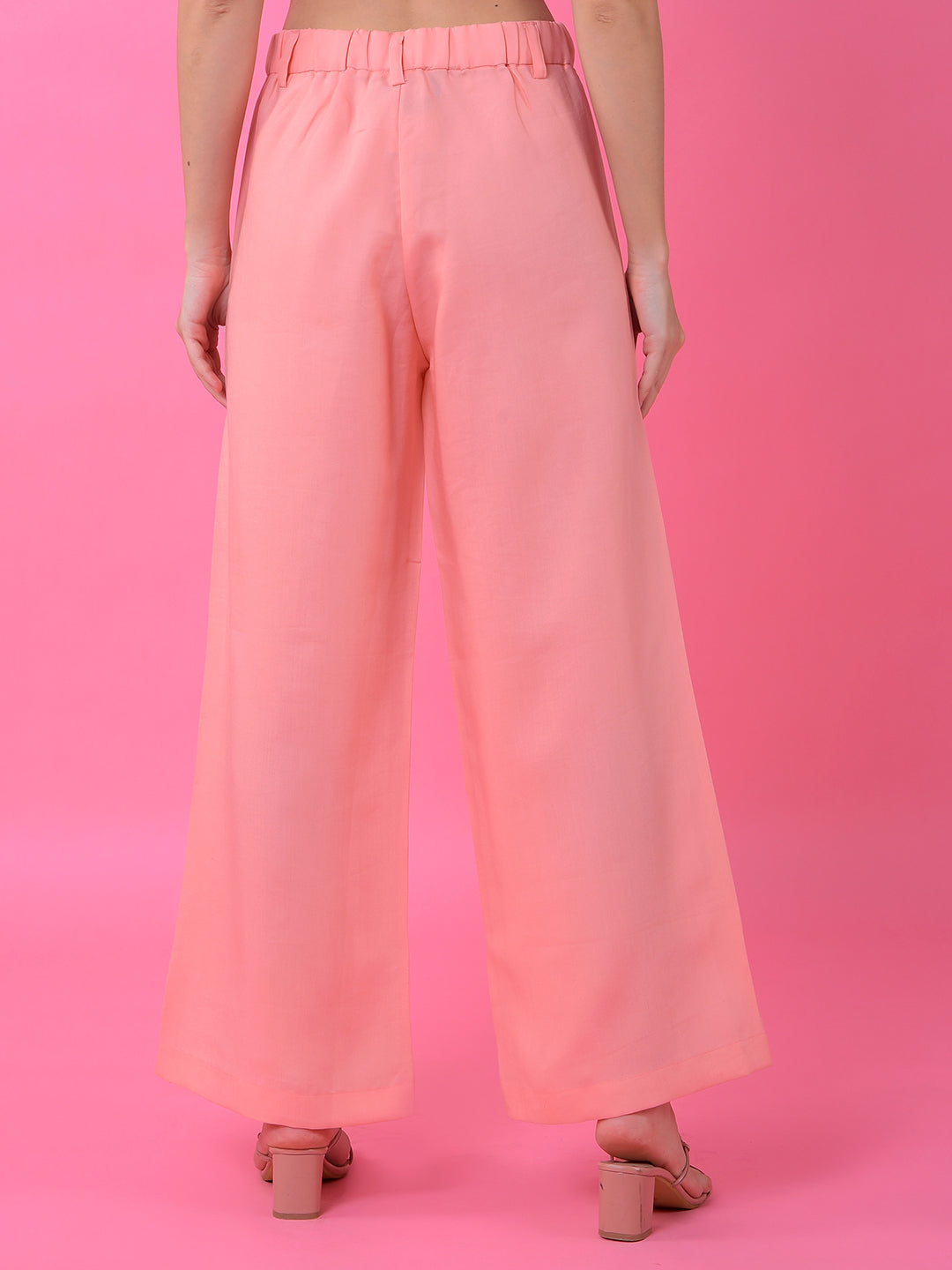 Pink Wide-Leg Palazzo-Women Palazzos-Crimsoune Club