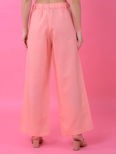 Pink Wide-Leg Palazzo-Women Palazzos-Crimsoune Club