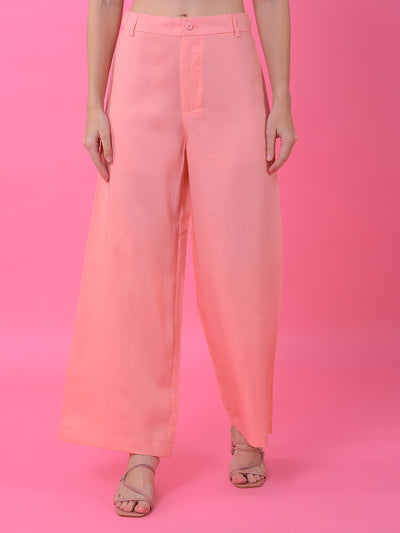Pink Wide-Leg Palazzo-Women Palazzos-Crimsoune Club