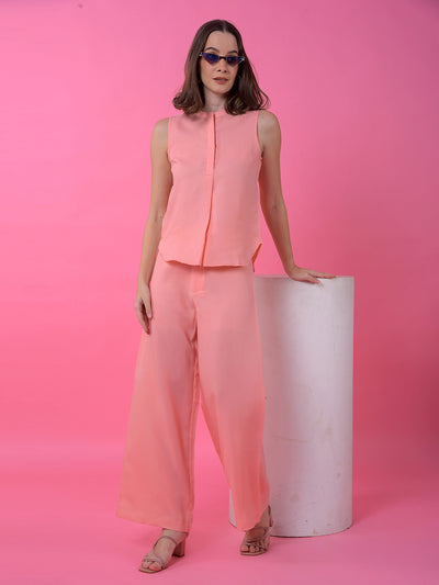 Pink Wide-Leg Palazzo-Women Palazzos-Crimsoune Club