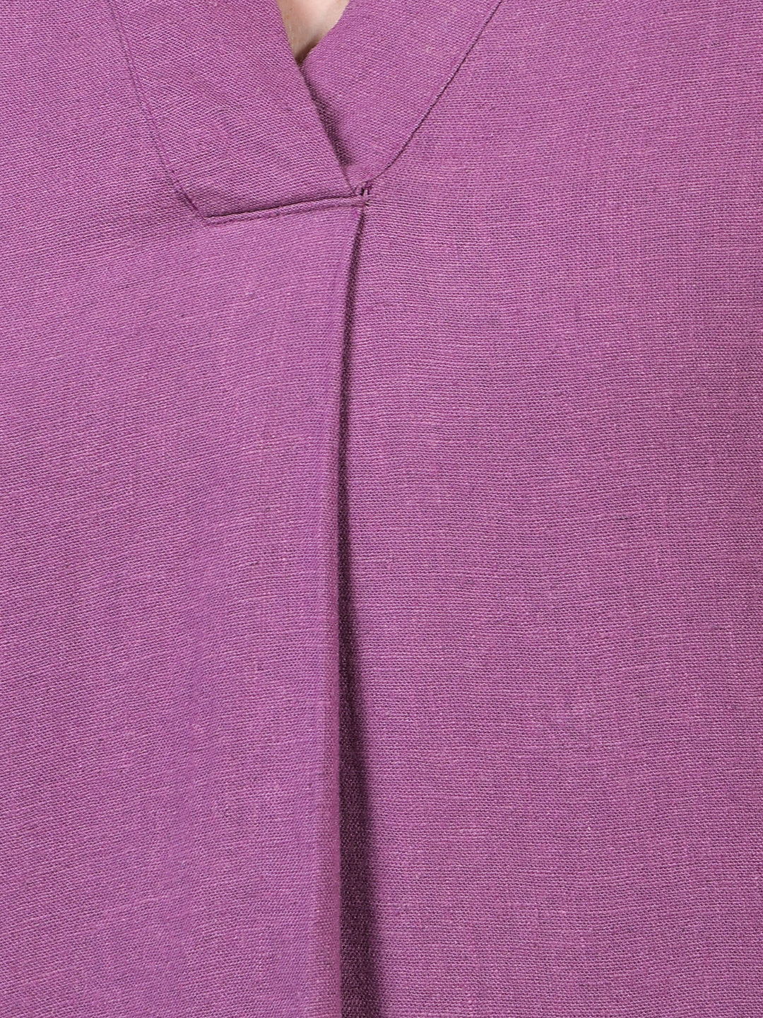 Women's Purple V-Neck Linen Top-Women Tops-Crimsoune Club