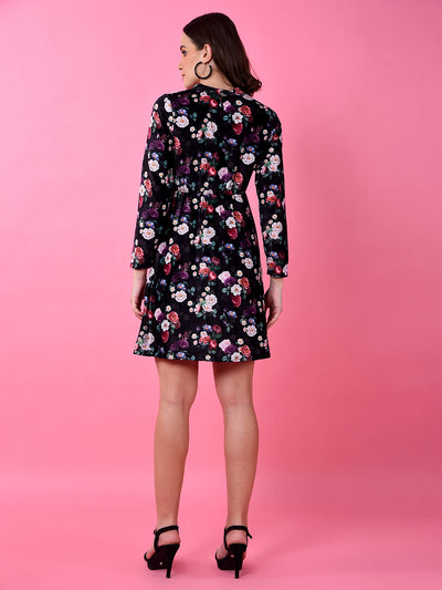 Multi-Color Floral Print Mini Dress-Women Dress-Crimsoune Club