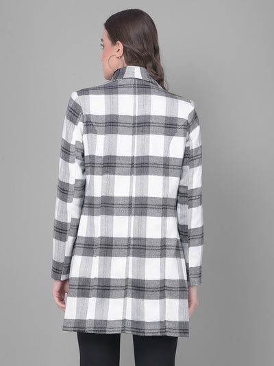 Black Checked Single Breasted Coat-Women Coats-Crimsoune Club