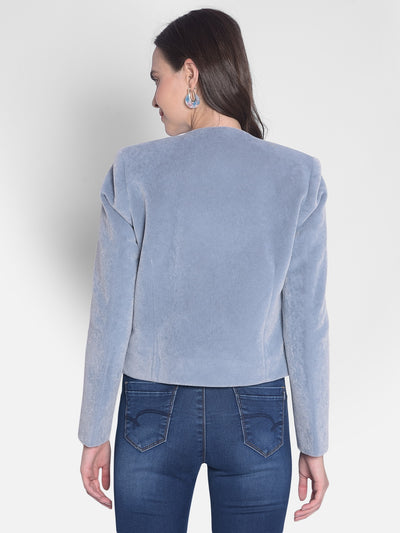 Blue Single Breasted Blazer-Women Blazers-Crimsoune Club