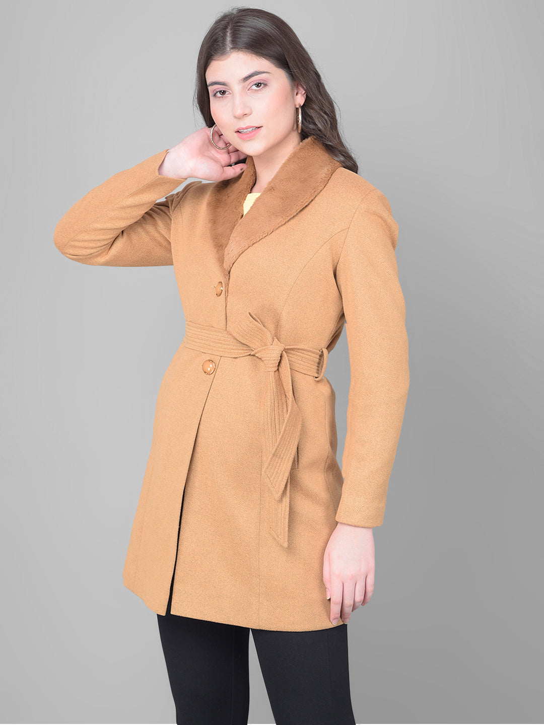 Brown Single Breasted Trench Coat-Women Coats-Crimsoune Club