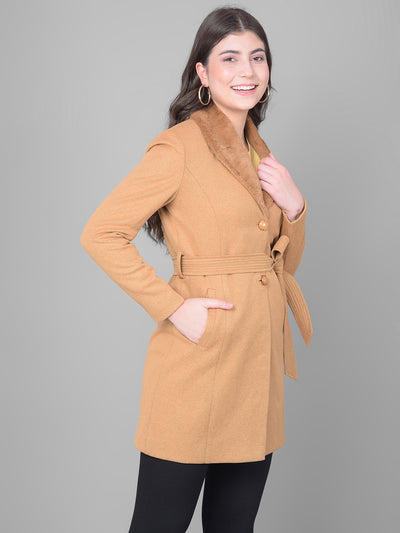 Brown Single Breasted Trench Coat-Women Coats-Crimsoune Club