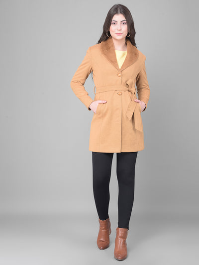 Brown Single Breasted Trench Coat-Women Coats-Crimsoune Club