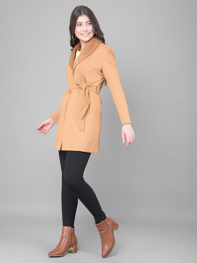 Brown Single Breasted Trench Coat-Women Coats-Crimsoune Club