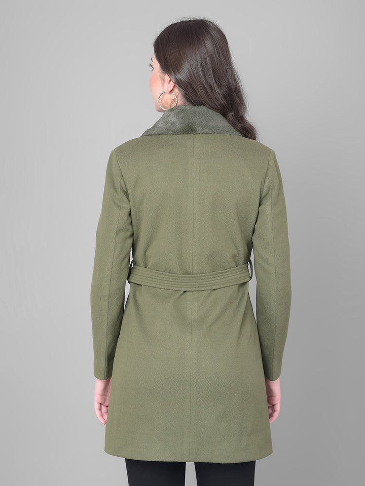 Olive Single Breasted Trench Coat-Women Coats-Crimsoune Club