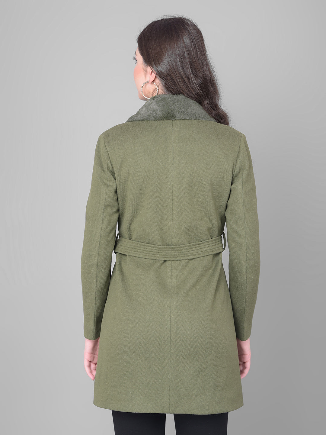 Olive Single Breasted Trench Coat-Women Coats-Crimsoune Club