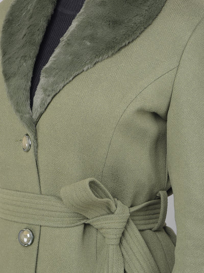 Olive Single Breasted Trench Coat-Women Coats-Crimsoune Club