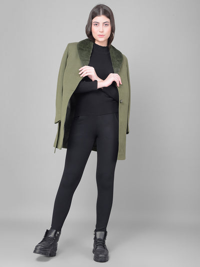 Olive Single Breasted Trench Coat-Women Coats-Crimsoune Club