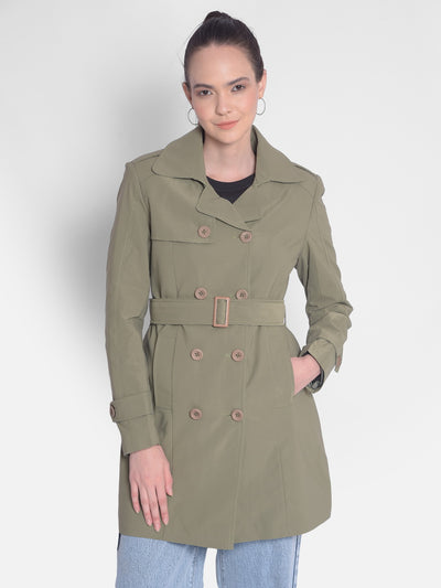 Olive Trench Coat-Women Overcoats-Crimsoune Club