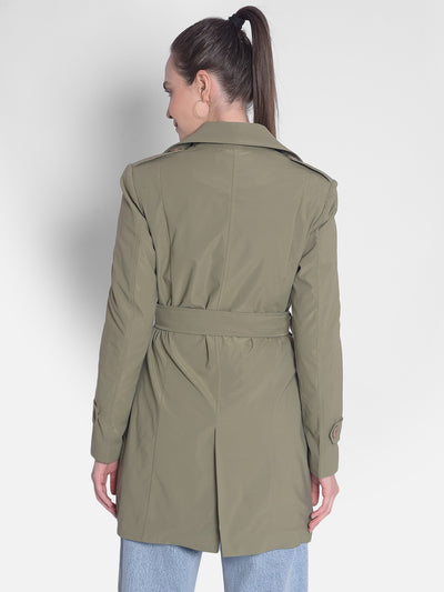 Olive Trench Coat-Women Overcoats-Crimsoune Club