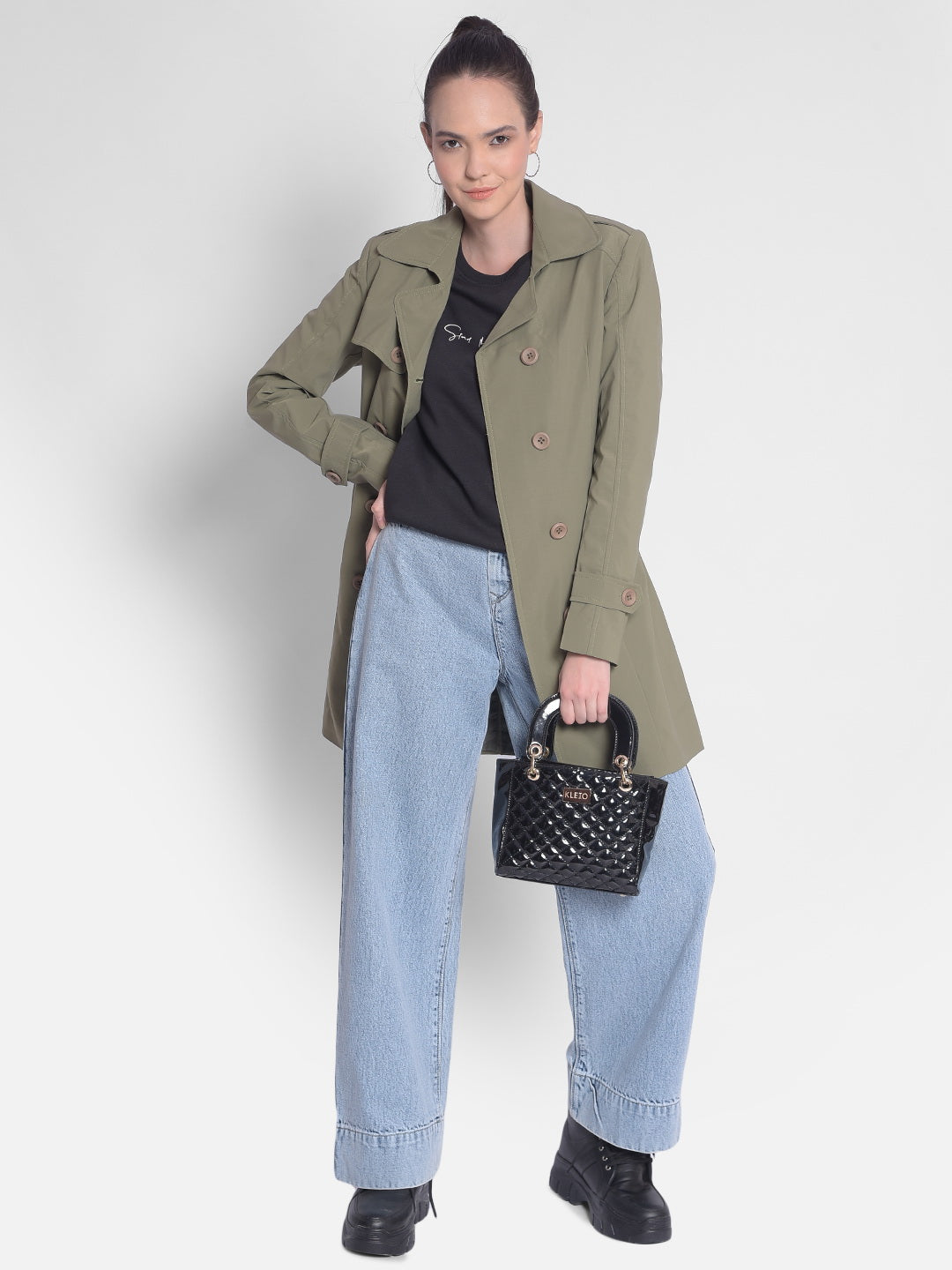 Olive Trench Coat-Women Overcoats-Crimsoune Club