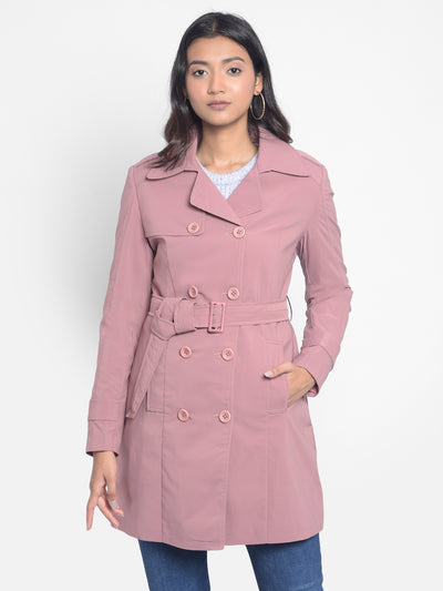 Pink Tranch Coat With Belt-Women Blazers-Crimsoune Club