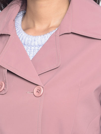 Pink Tranch Coat With Belt-Women Blazers-Crimsoune Club
