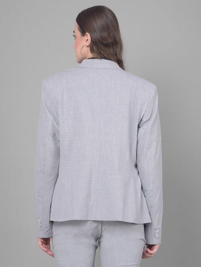 Grey Single Breasted Blazer-Women Blazers-Crimsoune Club