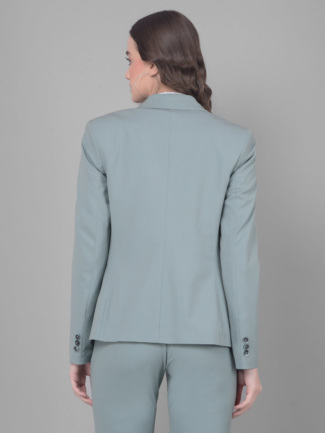 Green Single Breasted Blazer-Women Blazers-Crimsoune Club