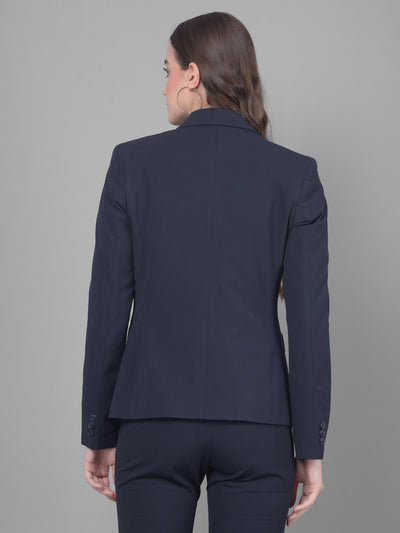 Navy Blue Single Breasted Blazer-Women Blazers-Crimsoune Club