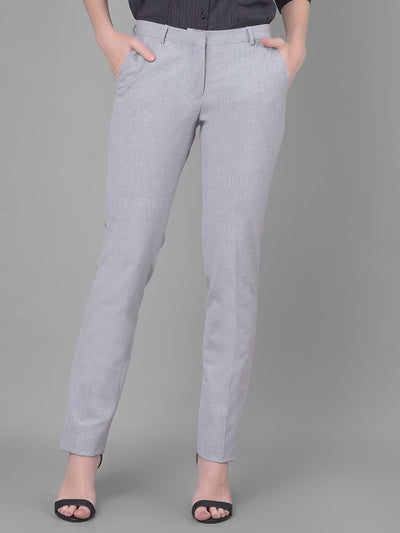 Grey Chinos Trousers-Women Trousers-Crimsoune Club