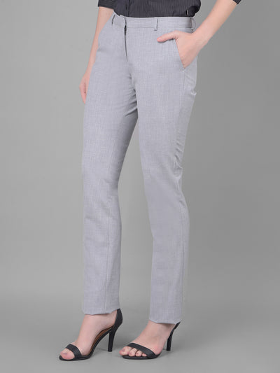 Grey Chinos Trousers-Women Trousers-Crimsoune Club