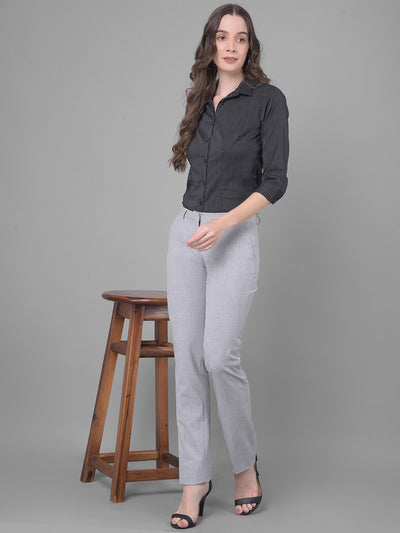 Grey Chinos Trousers-Women Trousers-Crimsoune Club