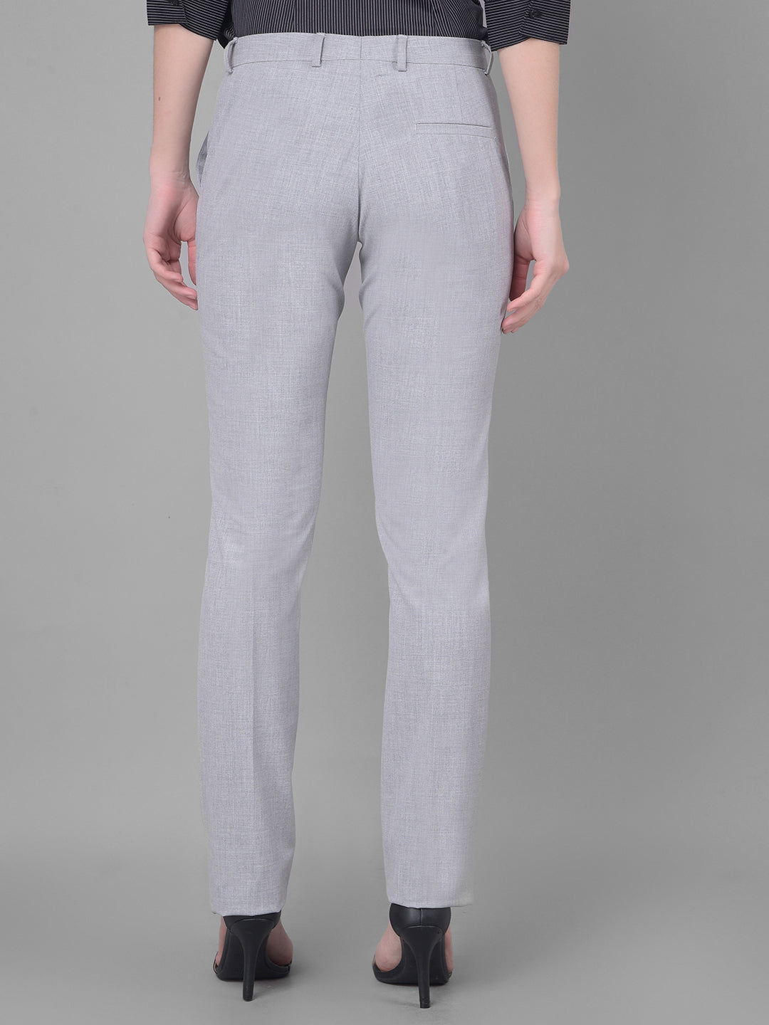 Grey Chinos Trousers-Women Trousers-Crimsoune Club